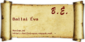 Ballai Éva névjegykártya